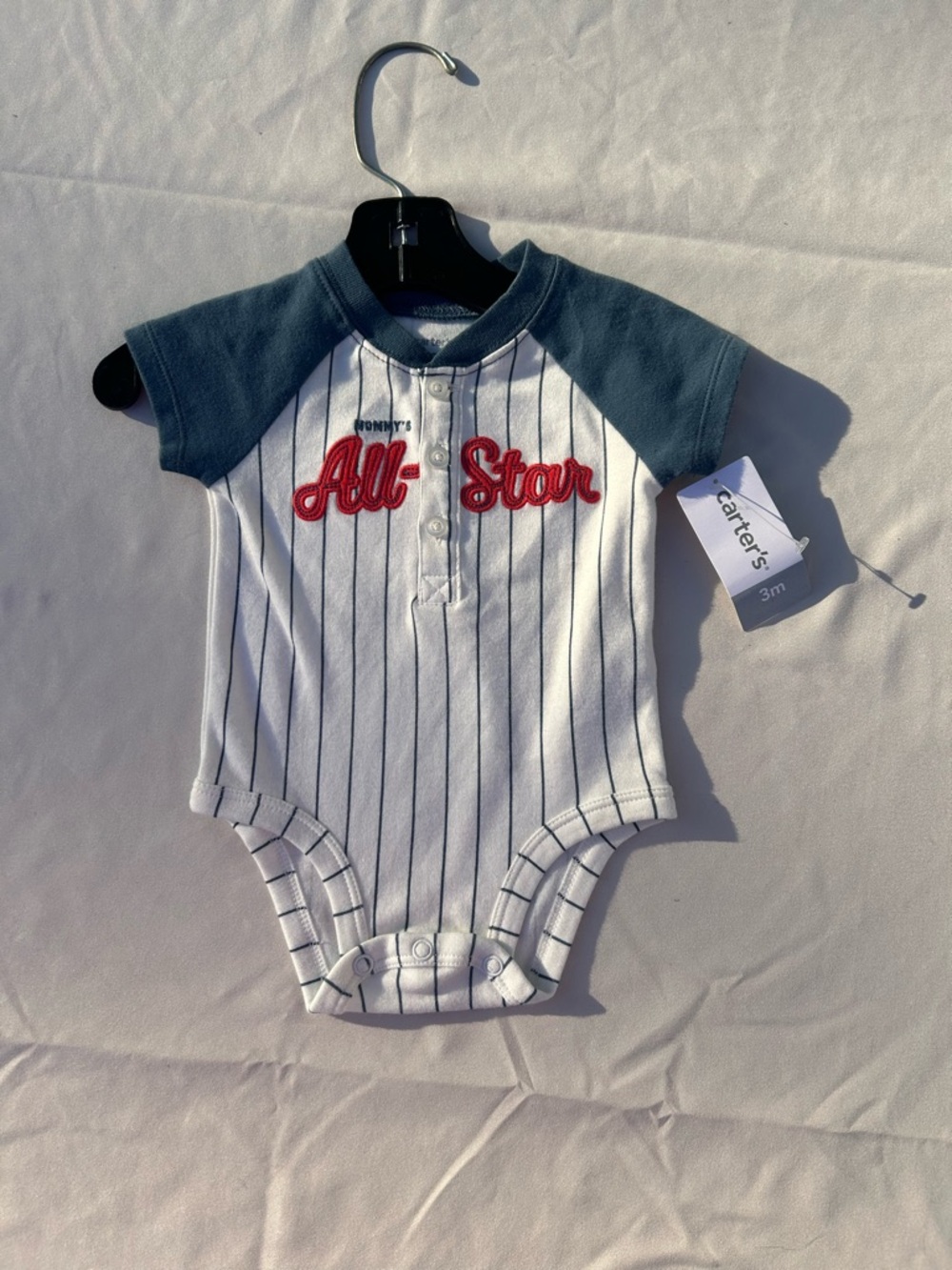 Not for sale 🔥3/$8-Carter's All-Star Pinstripe Baseball Bodysuit